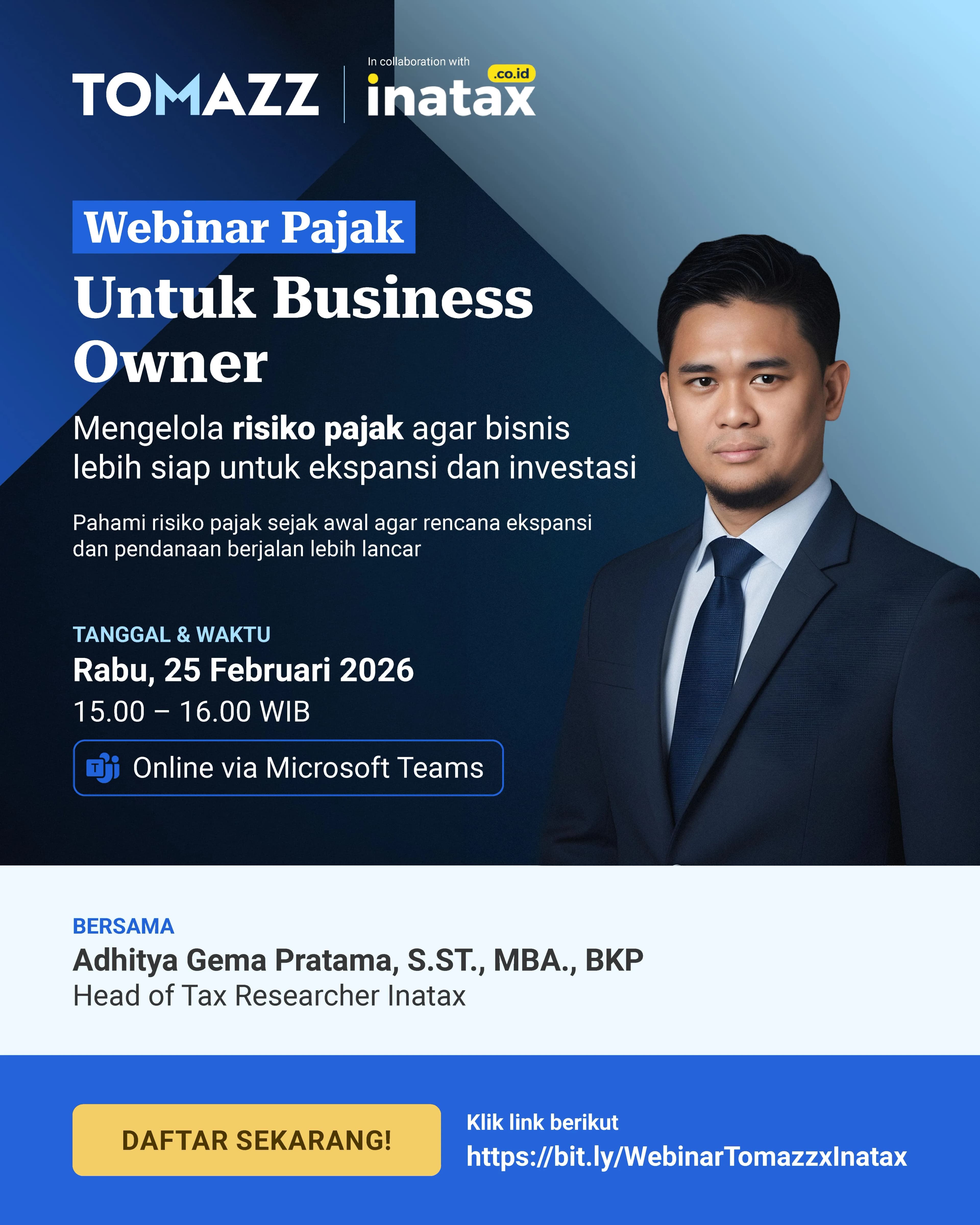 Webinar Mengelola Risiko Pajak agar Bisnis Lebih Siap untuk Ekspansi dan Investasi bersama Inatax